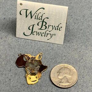 Wild Bryde Jewelry Pendant gold N89 GP Africa Continent zebra head face cutaway